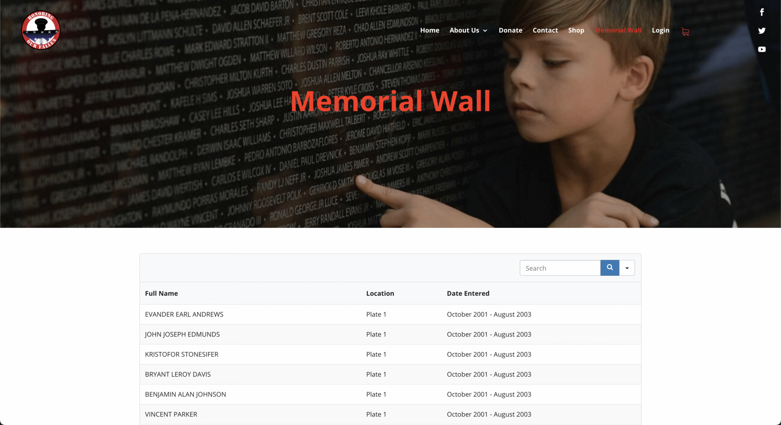 Honoring Our Fallen Memorial Wall